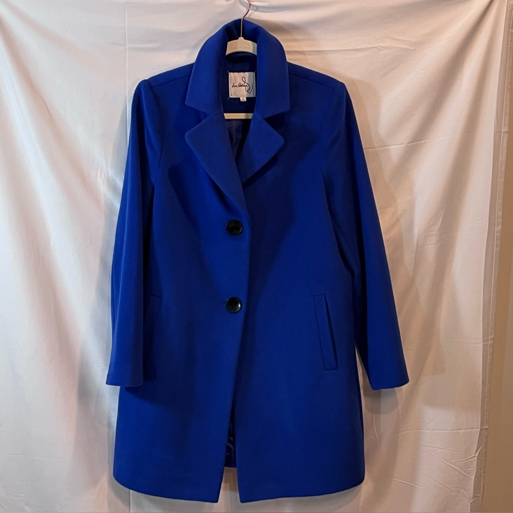 Sam Edelman Classic Blue Wool-Blend Reefer Car Coat Size 12